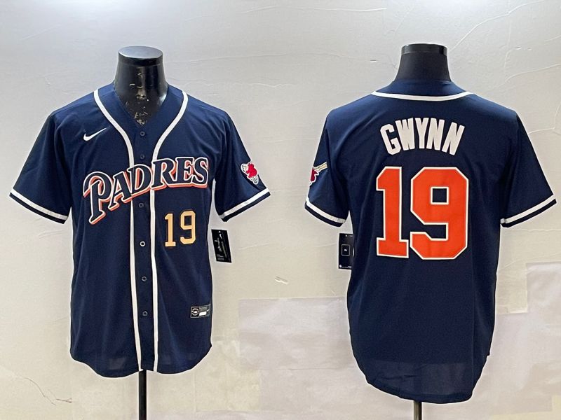 Men San Diego Padres #19 Gwynn Blue Throwback Game 2025 Nike MLB Jersey style 4